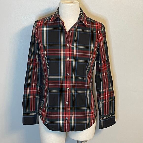 J.Crew Women’s Perfect Button Down Shirt Plaid Size 0 - Picture 1 of 5